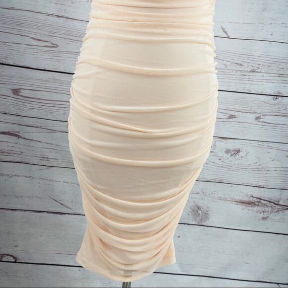 Venus pink peach ruched asymmetrical neckline - Picture 9 of 12